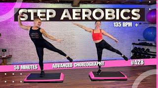 Advanced Choreography STEP AEROBICS CARDIO WORKOUT - 135 BPM and Faster #428