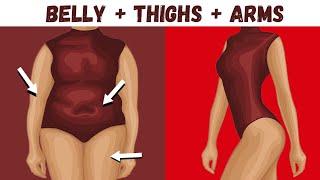 No Jumping ! Standing Arms,Belly & Thigh Fat Workout  Best Exercises to Lose Weight at Home