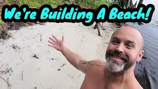 We're Building A Beach! Pt5 #diy #homestead #boat #family #project #funny #chicken #garden #hardwork