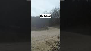 Rally car sliding around corner #rally #rallycar #racing #motorsports #subaru #impreza #wrc