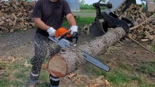 #73 Cutting and Splitting Pine Trees for Firewood