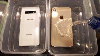 Samsung S10 Plus vs iPhone XS Max Sparkling Water FREEZE Test! What Will Happen?!