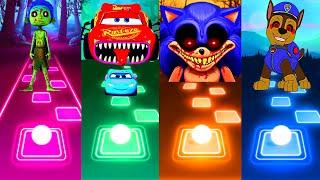 Luca Exe Vs Lightning Mcqueen Eater Vs Sonic Exe Vs Paw Patrol Exe | Tiles Hop EDM Rush #tileshop