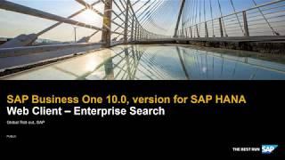 Web Client - Enterprise Search in SAP Business One 10.0, version for SAP HANA