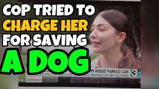 Woman saves dog and cop tries to charge her instead of dog owner (WOW)