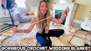 Gorgeous Crochet Wedding Blanket  24 Hour Crochet Challenge (Part 2)  Double Wedding Ring  Quilt