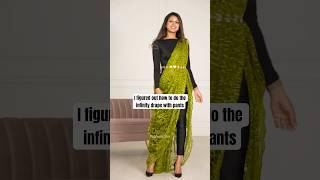 Infinity Pant Drape | party wear saree | saree pallu draping style | modern saree farewell | #shorts