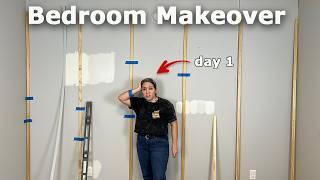 DIY Bedroom Makeover on a Budget / Accent Pattern Wall / Small Bedroom Ideas