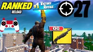 27 Elimination Solos "UNREAL Ranked RELOAD” Gameplay Wins (Fortnite Chapter 6 PS4 Controller)