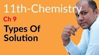 FSC Chemistry book 1, ch 9 - Types of Solution - 11th Class Chemistry