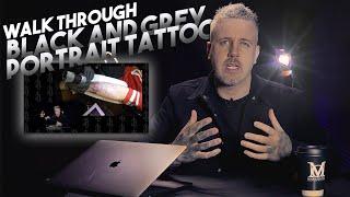 TATTOO TIMELAPSE - Black and grey realism - Portrait TATTOO! How to tattoo!