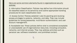 Organizational Security Policies