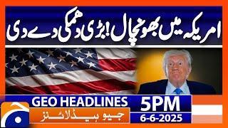 Trump big warning to Tesla! | Headlines Geo News 5 PM (6th June 2025)
