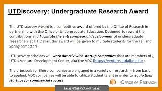UTDiscovery Award Overview