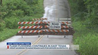 Continuous rainfall damages, closes several East Texas roads