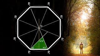 4K Как построить восьмиугольник по заданной стороне, octagon constructing with using a compass