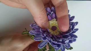 Chrysanthemum machine embroidery design 3D flower for making hairpins, brooches