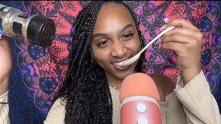 ASMR | Scooping & Eating Your Face with Spoons  ( Mouth Sounds + Inaudible Whispering)