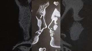 Couple Drawing in black art paper with white marker pencil. #Iman #Imans creation