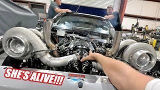 FIRST FIRE UP of Mullet's 3000 Horsepower Twin Turbo Big Block!!! **BALD EAGLE SCREECH**