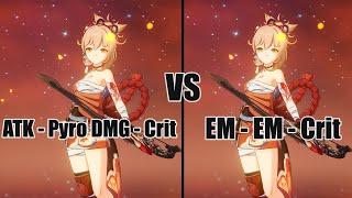 Testing Yoimiya with ATK, Pyro dmg VS EM, EM Build - Genshin impact