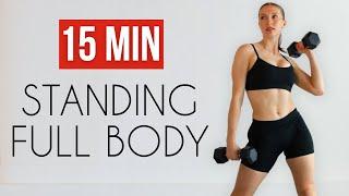 15 MIN FULL BODY HIIT - All Standing, With Weights, Home Workout