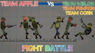 Team Apple VS Team Melon Team Pumpkin Team Corn In Melon Playground (Fight Battle)