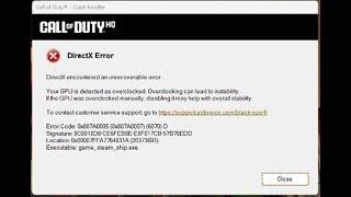 ️ Call of Duty  Directx Error your GPU is detected as overclocked fix