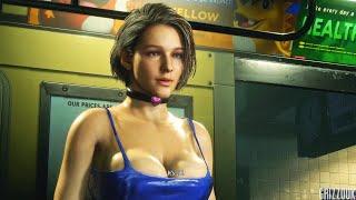 Resident Evil 3 Remake Jill Valentine In Pantyless Blue Leather Dress