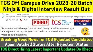 TCS Started Hiring Rejected Students 2023-2020 Batch TCS Ninja & Digital Exam & Interview Result Out