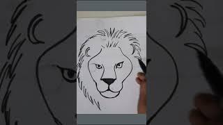 lion drawing easy || lion face drawing || #shorts #lion