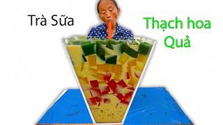 Bà Tân Vlog - Lần Đầu Làm Cốc Trà Sữa Thạch Hoa Quả Khổng Lồ 60 Lít Đãi Cả Làng