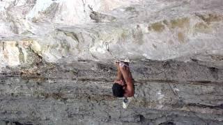 Rock Climbing "Thieving Texas Scum" (5.13) at Cub Cave in San Antonio, Texas