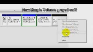 how to fix new simple volume grayed out