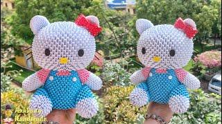 3d origami Hello Kitty tutorial P1 | DIY paper Hello Kitty stuff , paper craft idea