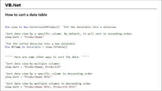 VB.NET - How to sort a data table