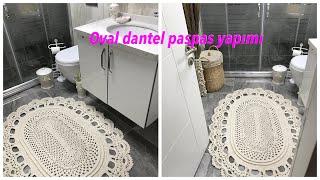 Oval örgü dantel paspas yapımı 1.bölüm /knitting mat making