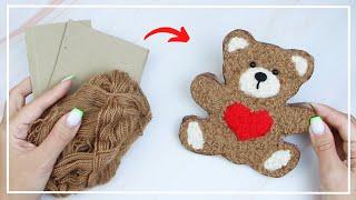 Making a Bear from Yarn and Cardboard  Easy decor  Recycling idea  DIY NataliDoma