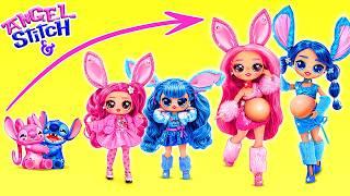 Lilo & Stitch! Angel and Stitch Growing Up! Cute and Rock Sisters LOL OMG DIYs & Doll Crafts