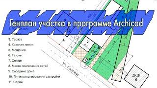 Генплан участка в программе Archicad