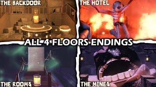 Doors: ALL 4 ENDINGS (Backdoor, Hotel, Rooms, Mines) - Roblox