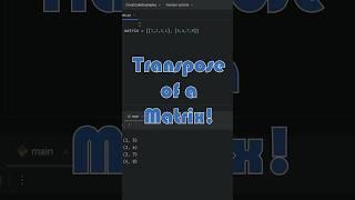 Transpose of a matrix in Python! #python #programming #coding #howto #foryou #matrix