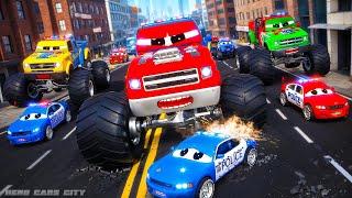 Monster Trucks Rampage: Heroic Police Cars Epic Pursuit | Hero Cars Episode