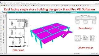 East facing single story building design by Staad Pro V8i Software