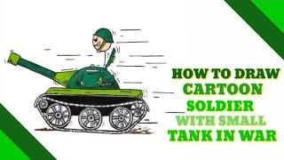 HOW TO DRAW CARTOON SOLDIER WITH SMALL TANK IN WAR ll EASY DRAWING  ll 🪖ll@ADITYAARTACADEMY