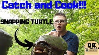 Snapping Turtle Catch and Cook!!! How to Catch Clean and Cook a Snapping Turtle!!!