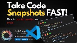 How to Take Screenshot in VS Code | Codesnippt for Social Media | #codesnap #vscode