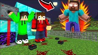 CAN FAMILY SURVIVE 100% SECURITY HOUSE VERSUS MYSTERIOUS EVIL HEROBRINE IN MINECRAFT - Challenge