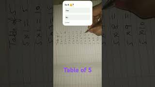 Table of 5  #shorts #maths  #mathforkids #multiplicationof5 #mathstables