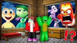 JJ and Mikey HIDE from Joy , Disgust , Fear , Anger from Inside Out 2 in Minecraft Maizen